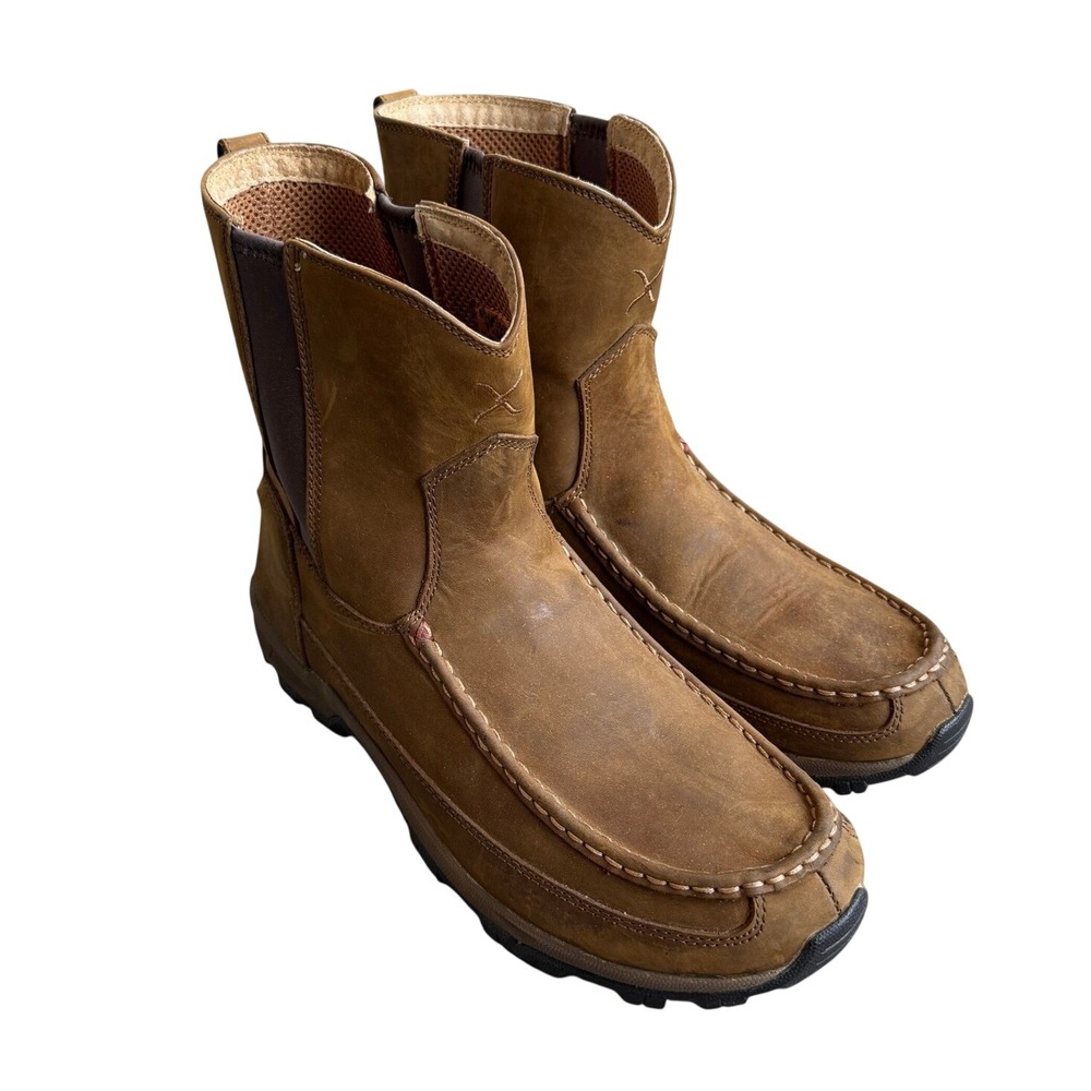 Twisted X Mens Hiker Boot Oiled Saddle Leather Moc Toe Brown Size 12M MHKB003